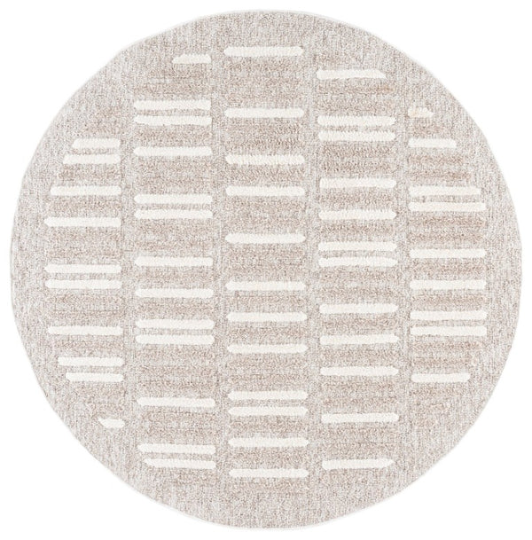 Safavieh Trends Power Loomed Solid Runner Rug in Taupe Ivory for Hallways and Entryways 6'-7" x 6'-7" (Round) TRD508E-7R
