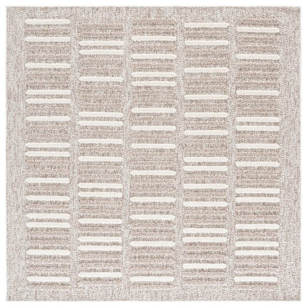 Safavieh Trends Power Loomed Solid Runner Rug in Taupe Ivory for Hallways and Entryways 6'-7" x 6'-7" (Square) TRD508E-7SQ