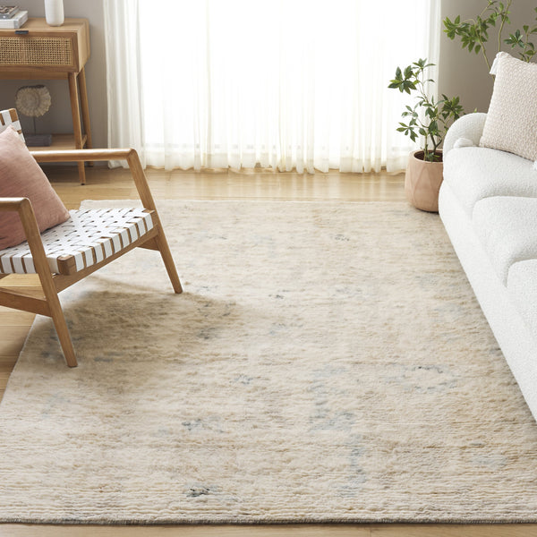 Safavieh Tribeca Hand-Knotted Light Blue Beige Rug, Scandinavian Wool-Cotton Blend For Durable Modern Comfort 6'-0" x 9'-0" TRI112A-6