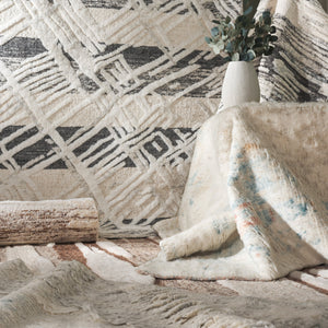 Safavieh Tribeca Modern Hand Knotted Area Rug - Luxurious Abstract Design In Soft Grey And Ivory Colors Grey ,Ivory 80% Wool,20% Cotton Tri117f-10