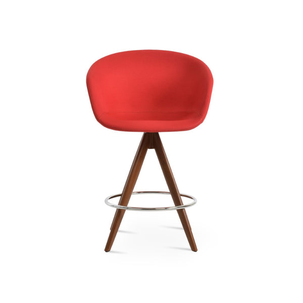 Soho Concept Tribeca Wood Swivel Barstools & Counterstools – Stylish Fabrics, 10-year Guarantee & Durable Design Walnut,Red  Soho-concept-dining-chair-10062