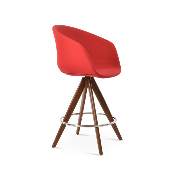 Soho Concept Tribeca Wood Swivel Barstools & Counterstools – Stylish Fabrics, 10-year Guarantee & Durable Design Walnut,Red  Soho-concept-dining-chair-07249