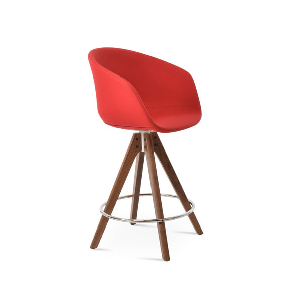 Soho Concept Tribeca Wood Swivel Barstools & Counterstools – Stylish Fabrics, 10-year Guarantee & Durable Design Walnut,Red  Soho-concept-dining-chair-10060
