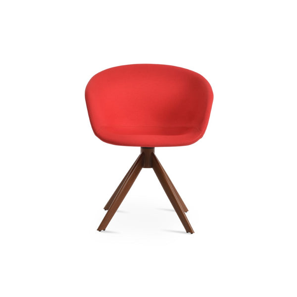 Soho Concept Tribeca Arm Sword Swivel Dining Chair - Stylish Boucle, Velvet & Nubuck Fabrics With 10-year Guarantee Walnut,Red  Soho-concept-dining-chair-06218