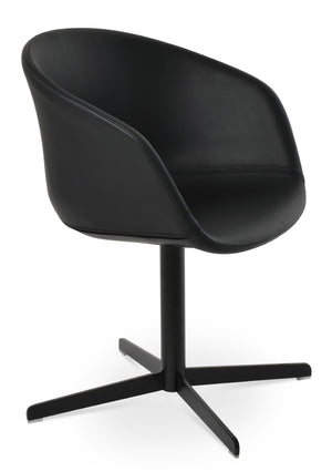 Soho Concept Tribeca 4 Star Armchair Swivel Chair - Premium Leatherette, Stylish Gold Finish, 2-year Guarantee Black  Soho-concept-dining-chair-06046