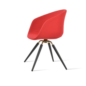 Soho Concept Tribeca Arm Carrot Swivel Dining Chair - Luxurious Boucle, Velvet, Nubuck, & Camira Fabrics, Red Black,Brass,Red Swivel. Solid Metal Top Part Connected To Four Tubular Legs Soho-concept-dining-chair-06061