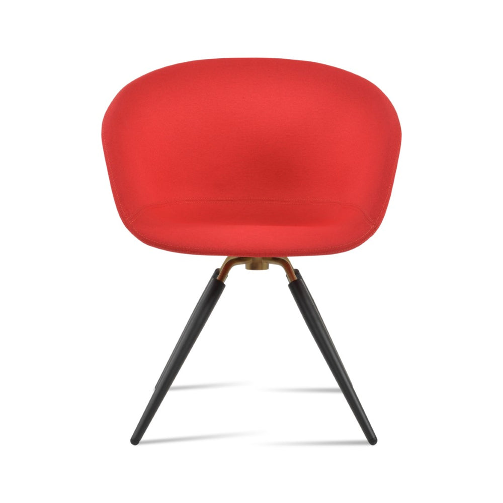 Soho Concept Tribeca Arm Carrot Swivel Dining Chair - Luxurious Boucle, Velvet, Nubuck, & Camira Fabrics, Red Black,Brass,Red Swivel. Solid Metal Top Part Connected To Four Tubular Legs Soho-concept-dining-chair-06060
