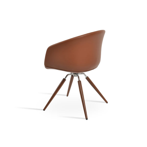 Soho Concept Tribeca Arm Carrot Swivel Dining Chair - Stylish Leatherette With 2-year Guarantee, Walnut & White Walnut Swivel. Solid Metal Top Part Connected To Four Tubular Legs Soho-concept-dining-chair-06063
