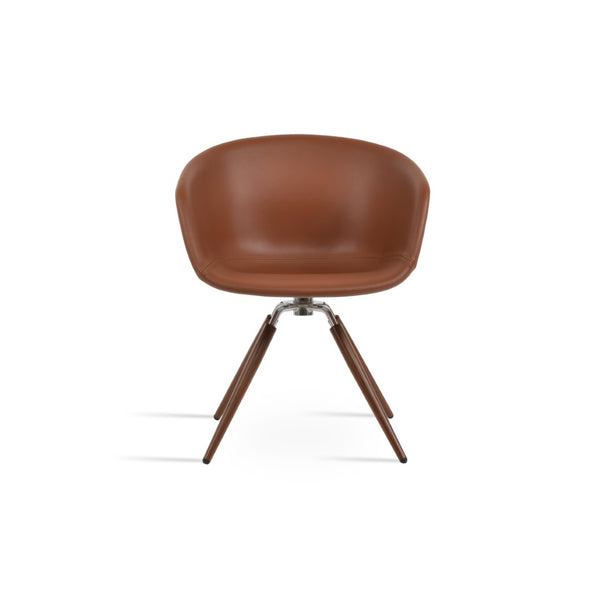 Soho Concept Tribeca Arm Carrot Swivel Dining Chair - Stylish Leatherette With 2-year Guarantee, Walnut & White Walnut Swivel. Solid Metal Top Part Connected To Four Tubular Legs Soho-concept-dining-chair-06063