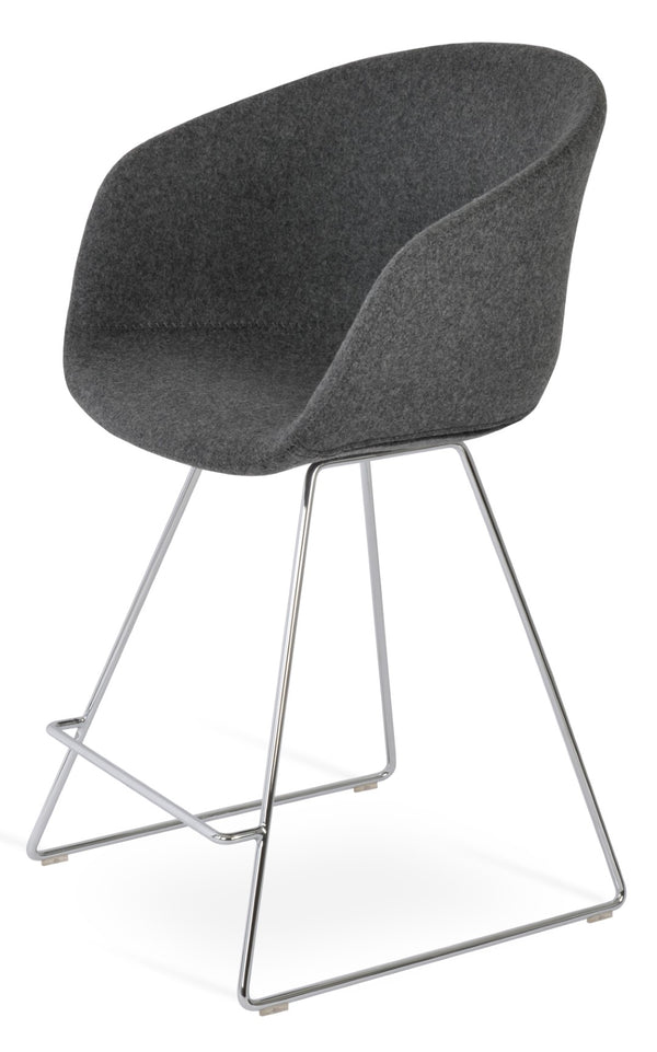 Soho Concept Tribeca Galata Barstools & Counterstools - Premium Wool Fabric, Stylish Armrests, 10-year Warranty Chrome,Dark Grey Steel Tubular Legs Soho-concept-dining-chair-10013