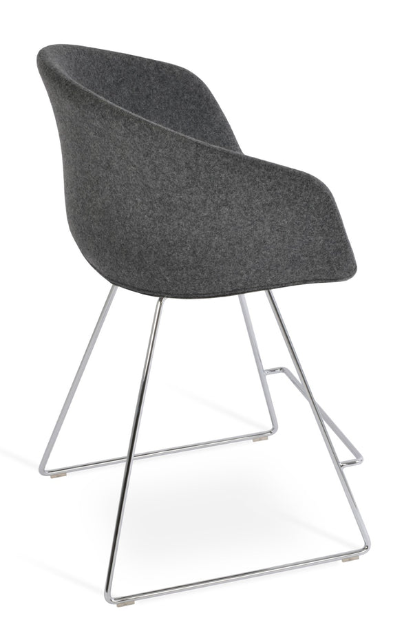 Soho Concept Tribeca Galata Barstools & Counterstools - Premium Wool Fabric, Stylish Armrests, 10-year Warranty Chrome,Dark Grey Steel Tubular Legs Soho-concept-dining-chair-07236
