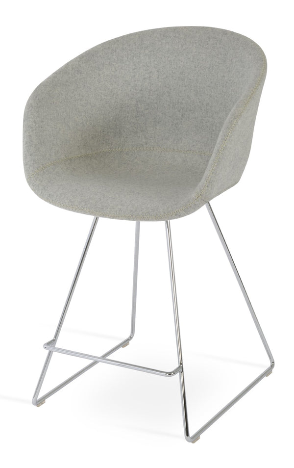 Soho Concept Tribeca Galata Barstools & Counterstools - Premium Wool Fabric, Stylish Armrests, 10-year Warranty Chrome,Silver Steel Tubular Legs Soho-concept-dining-chair-07235