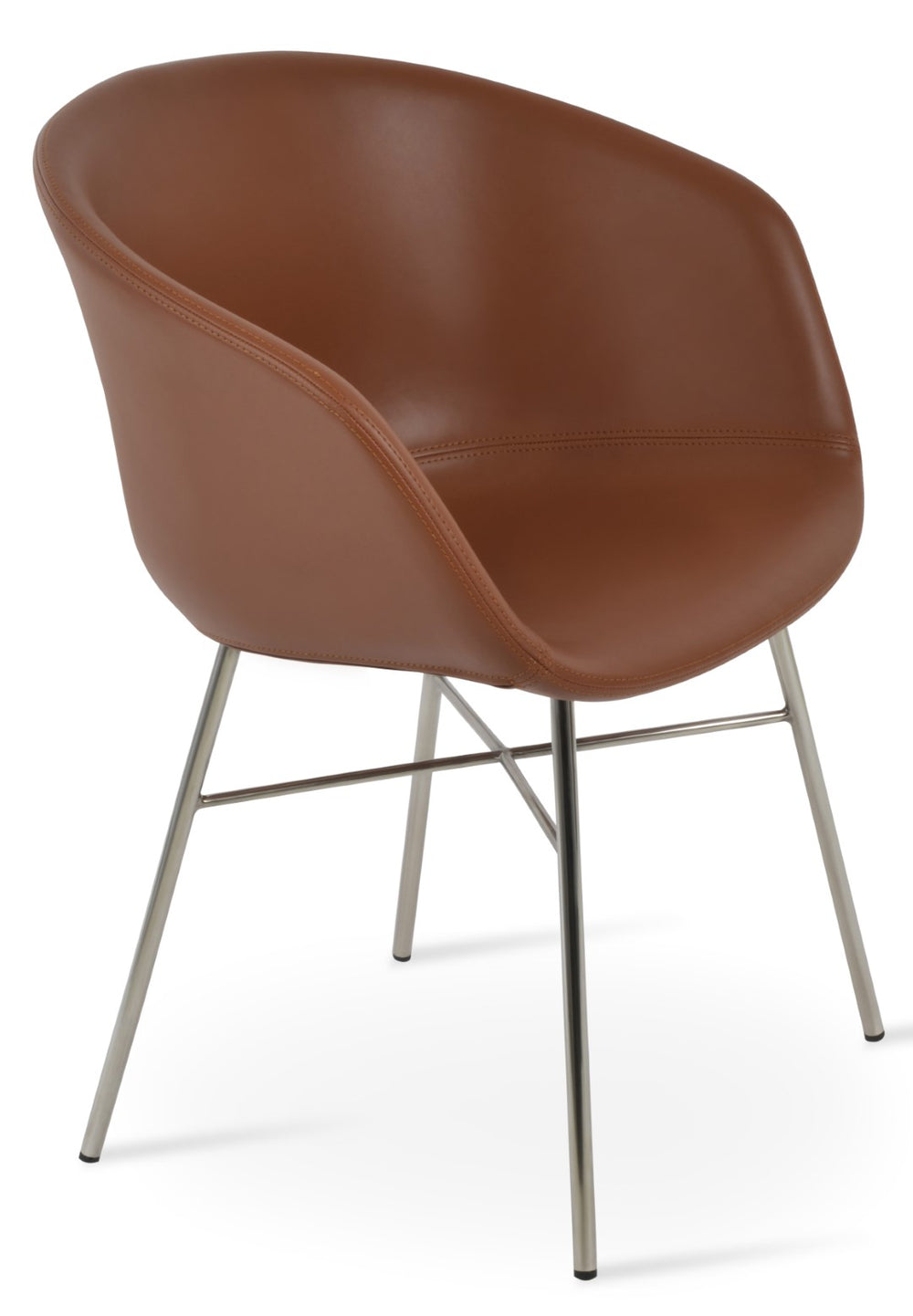 Soho Concept Tribeca Cross Armchair Dining Chair - Luxurious Fabrics, Polished Steel, 10-year Guarantee, Hazelnut Finish S. Steel Polished,Hazelnut  Soho-concept-dining-chair-06067