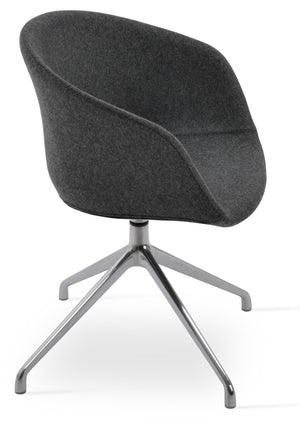 Soho Concept Tribeca 4 Star Swivel Dining Chair - Elegant Wool & Boucle Upholstery, 10-year Guarantee, Stylish Design Chrome,Dark Grey  Soho-concept-dining-chair-06073