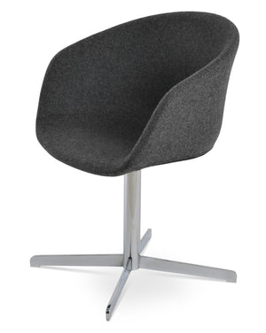 Soho Concept Tribeca 4 Star Swivel Dining Chair - Elegant Wool & Boucle Upholstery, 10-year Guarantee, Stylish Design Dark Grey,Chrome  Soho-concept-dining-chair-06084