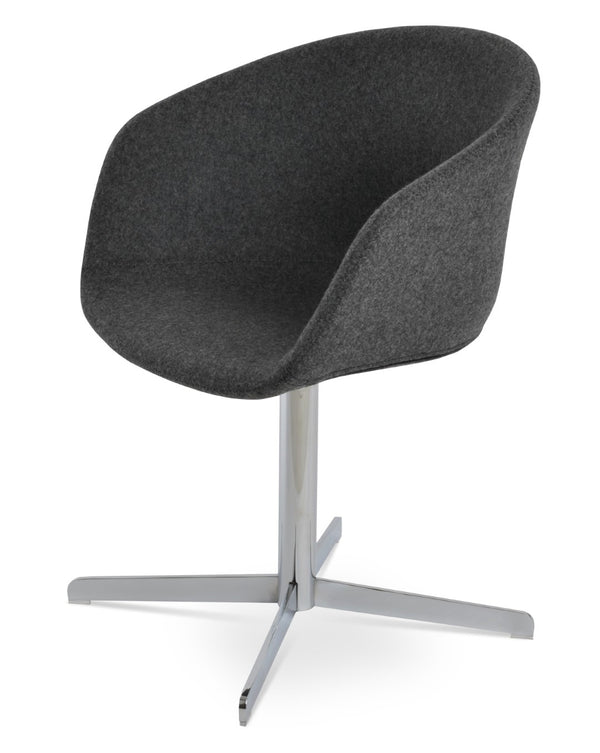 Soho Concept Tribeca 4 Star Swivel Dining Chair - Elegant Wool & Boucle Upholstery, 10-year Guarantee, Stylish Design Dark Grey,Chrome  Soho-concept-dining-chair-06084