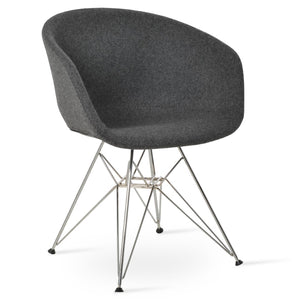 Soho Concept Tribeca Tower Armchair - Premium Wool Upholstery, Chrome Base, 10-year Guarantee, Dark Grey Design Dark Grey,Chrome  Soho-concept-dining-chair-06081