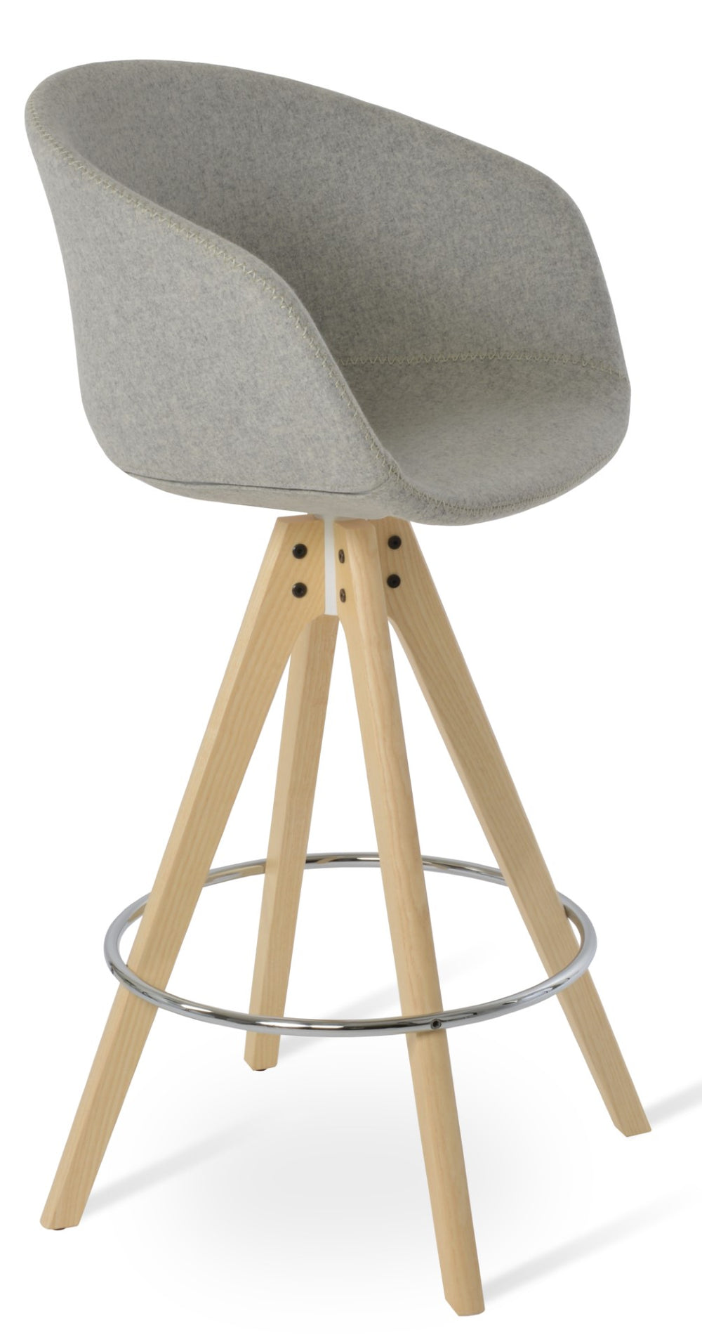 Soho Concept Tribeca Pyramid Barstools & Counterstools - Stylish Wool Fabric, Solid Wood Base, 10-year Guarantee Ash,Natural,White  Soho-concept-dining-chair-09939