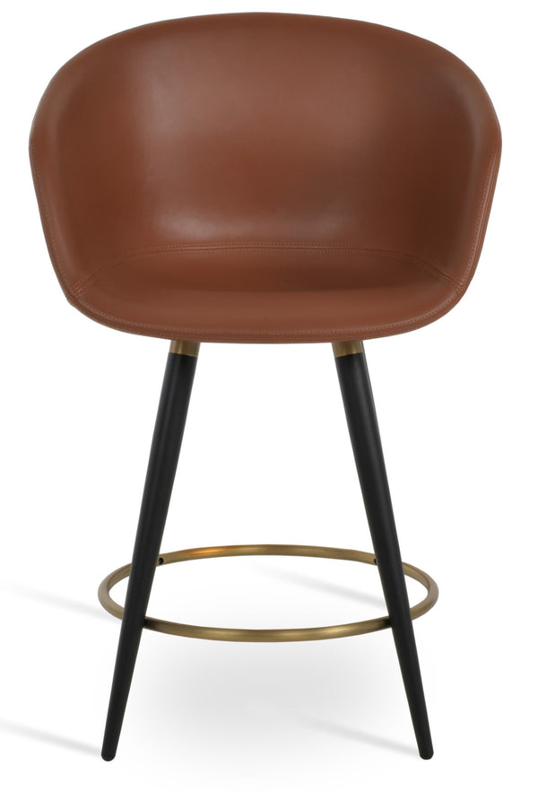 Soho Concept Tribeca Ana Barstools & Counterstools - Elegant Leatherette Seating With Metal & Wood Finish Black,Gold  Soho-concept-dining-chair-10032