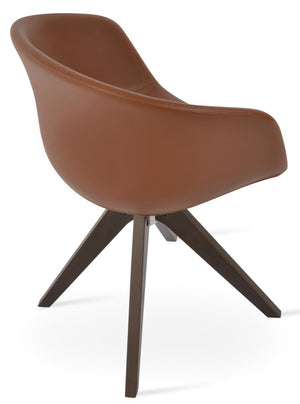 Soho Concept Tribeca Arm Pyramid Swivel Dining Chair – Ergonomic Comfort, Stylish Design, 2-year Guarantee, Leatherette Walnut  Soho-concept-dining-chair-06112