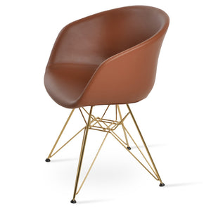 Soho Concept Tribeca Tower Armchair Dining Chair - Soft Leatherette, Chrome Finish & Ergonomic Design, 2-year Guarantee Gold,Brass  Soho-concept-dining-chair-06109