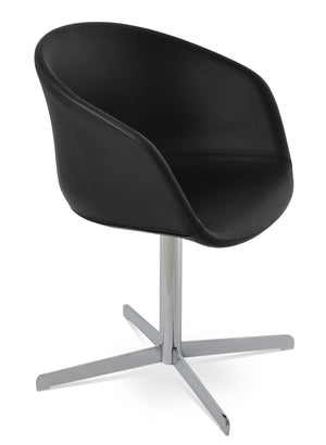 Soho Concept Tribeca 4 Star Armchair Swivel Chair - Premium Leatherette, Stylish Gold Finish, 2-year Guarantee Black,Chrome  Soho-concept-dining-chair-06089