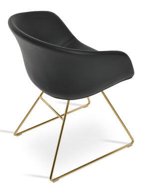 Soho Concept Tribeca Wire Armchair Dining Chair - Stylish Leatherette With Chrome Finish, 2-year Guarantee & Soft Seat Black,Gold  Soho-concept-dining-chair-06091