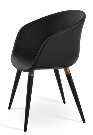 Soho Concept Tribeca Arm Ana Dining Chair - Stylish Ppm Leatherette With Metal Legs, 2-year Warranty, Comfort Fit Black,Gold  Soho-concept-dining-chair-06093
