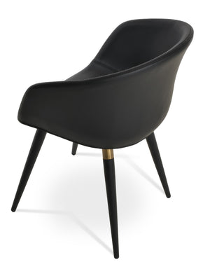 Soho Concept Tribeca Arm Ana Dining Chair - Stylish Ppm Leatherette With Metal Legs, 2-year Warranty, Comfort Fit Black,Gold  Soho-concept-dining-chair-06094