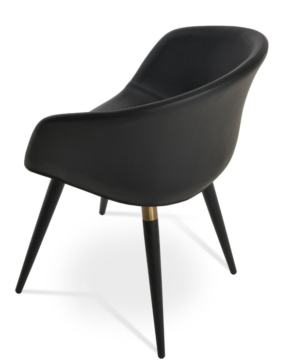 Soho Concept Tribeca Arm Ana Dining Chair - Stylish Ppm Leatherette With Metal Legs, 2-year Warranty, Comfort Fit Black,Gold  Soho-concept-dining-chair-06094