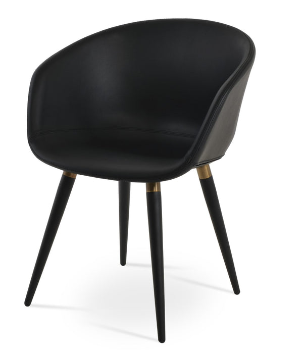 Soho Concept Tribeca Arm Ana Dining Chair - Stylish Ppm Leatherette With Metal Legs, 2-year Warranty, Comfort Fit Black,Gold  Soho-concept-dining-chair-06095