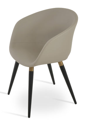 Soho Concept Tribeca Arm Ana Dining Chair - Stylish Ppm Leatherette With Metal Legs, 2-year Warranty, Comfort Fit Black,Gold  Soho-concept-dining-chair-06099