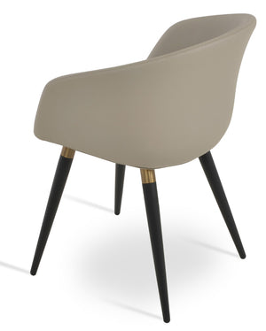 Soho Concept Tribeca Arm Ana Dining Chair - Stylish Ppm Leatherette With Metal Legs, 2-year Warranty, Comfort Fit Black,Gold  Soho-concept-dining-chair-06099