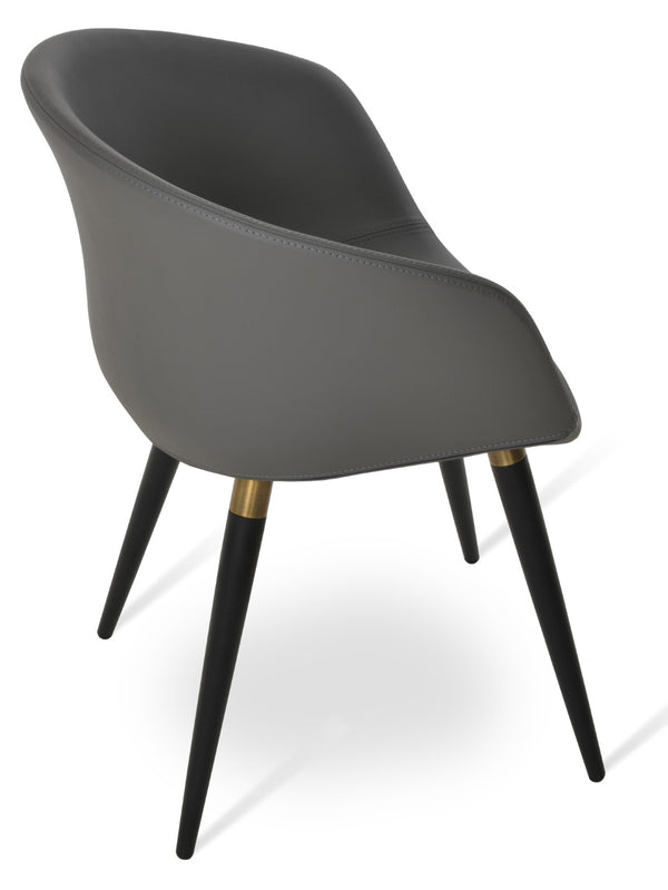 Soho Concept Tribeca Arm Ana Dining Chair - Stylish Ppm Leatherette With Metal Legs, 2-year Warranty, Comfort Fit Grey,Black,Gold  Soho-concept-dining-chair-06101