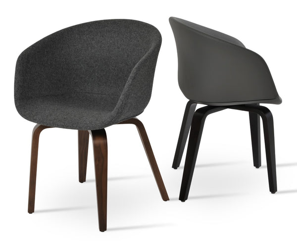 Soho Concept Tribeca Arm Pyramid Swivel Dining Chair - Premium Wool Fabric, Stylish Walnut & Dark Grey Finish Walnut,Dark Grey  Soho-concept-dining-chair-06077