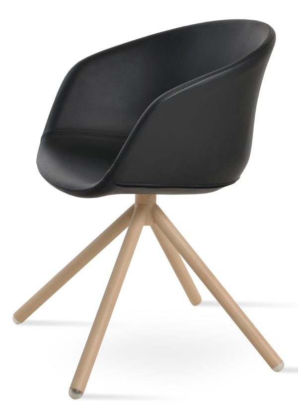 Soho Concept Tribeca Stick Swivel Armchair - Ergonomic Leatherette Dining Chair With Stylish Steel Base & 2-year Guarantee Natural,Black  Soho-concept-dining-chair-06118