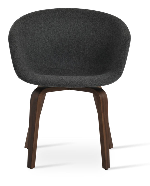 Soho Concept Tribeca Stylish Wood Armchair - Premium Wool Fabric, 10-year Guarantee, Walnut & Dark Grey Finish Walnut,Dark Grey  Soho-concept-dining-chair-06078
