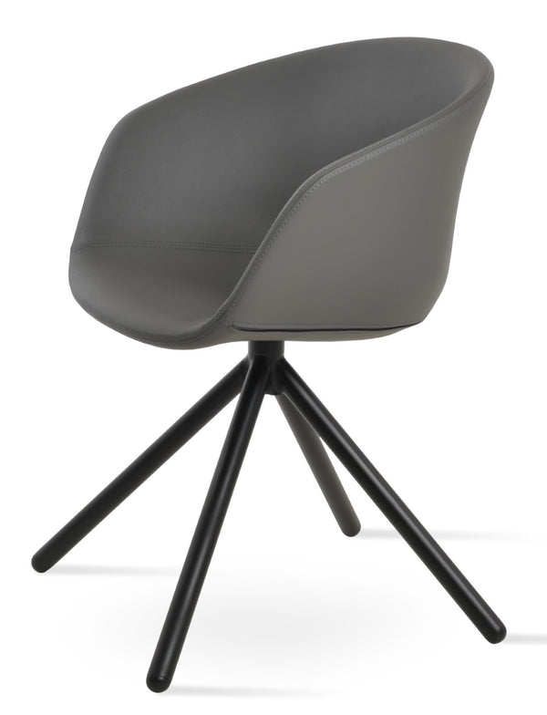 Soho Concept Tribeca Stick Swivel Armchair - Ergonomic Leatherette Dining Chair With Stylish Steel Base & 2-year Guarantee Black,Grey  Soho-concept-dining-chair-06116
