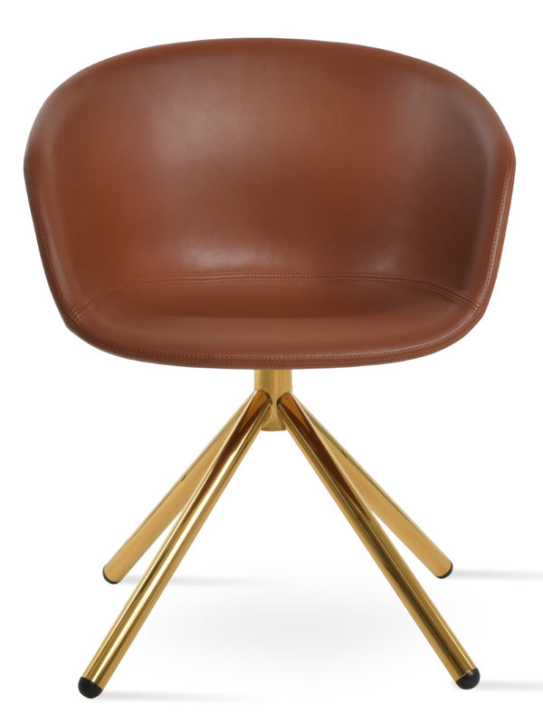 Soho Concept Tribeca Stick Swivel Armchair - Ergonomic Leatherette Dining Chair With Stylish Steel Base & 2-year Guarantee Gold  Soho-concept-dining-chair-06117