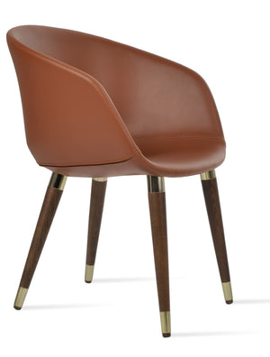 Soho Concept Tribeca Gz.Wood Armchair Dining Chair - Stylish Leatherette, Soft Walnut Finish, Gold Accents, 2-year Guarantee Walnut,Gold  Soho-concept-dining-chair-06120