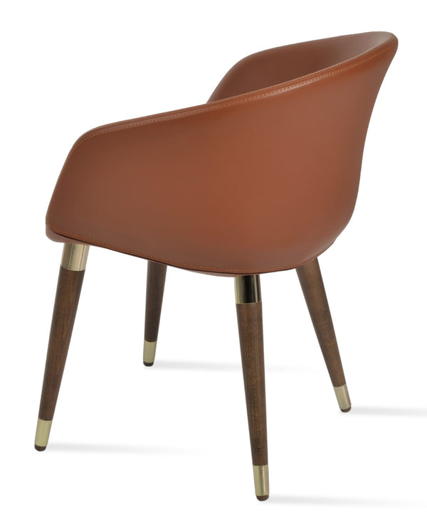 Soho Concept Tribeca Gz.Wood Armchair Dining Chair - Stylish Leatherette, Soft Walnut Finish, Gold Accents, 2-year Guarantee Walnut,Gold  Soho-concept-dining-chair-06120