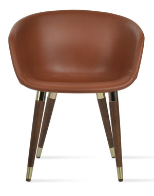Soho Concept Tribeca Gz.Wood Armchair Dining Chair - Stylish Leatherette, Soft Walnut Finish, Gold Accents, 2-year Guarantee Walnut,Gold  Soho-concept-dining-chair-06120