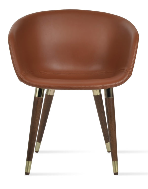 Soho Concept Tribeca Gz.Wood Armchair Dining Chair - Stylish Leatherette, Soft Walnut Finish, Gold Accents, 2-year Guarantee Walnut,Gold  Soho-concept-dining-chair-06120
