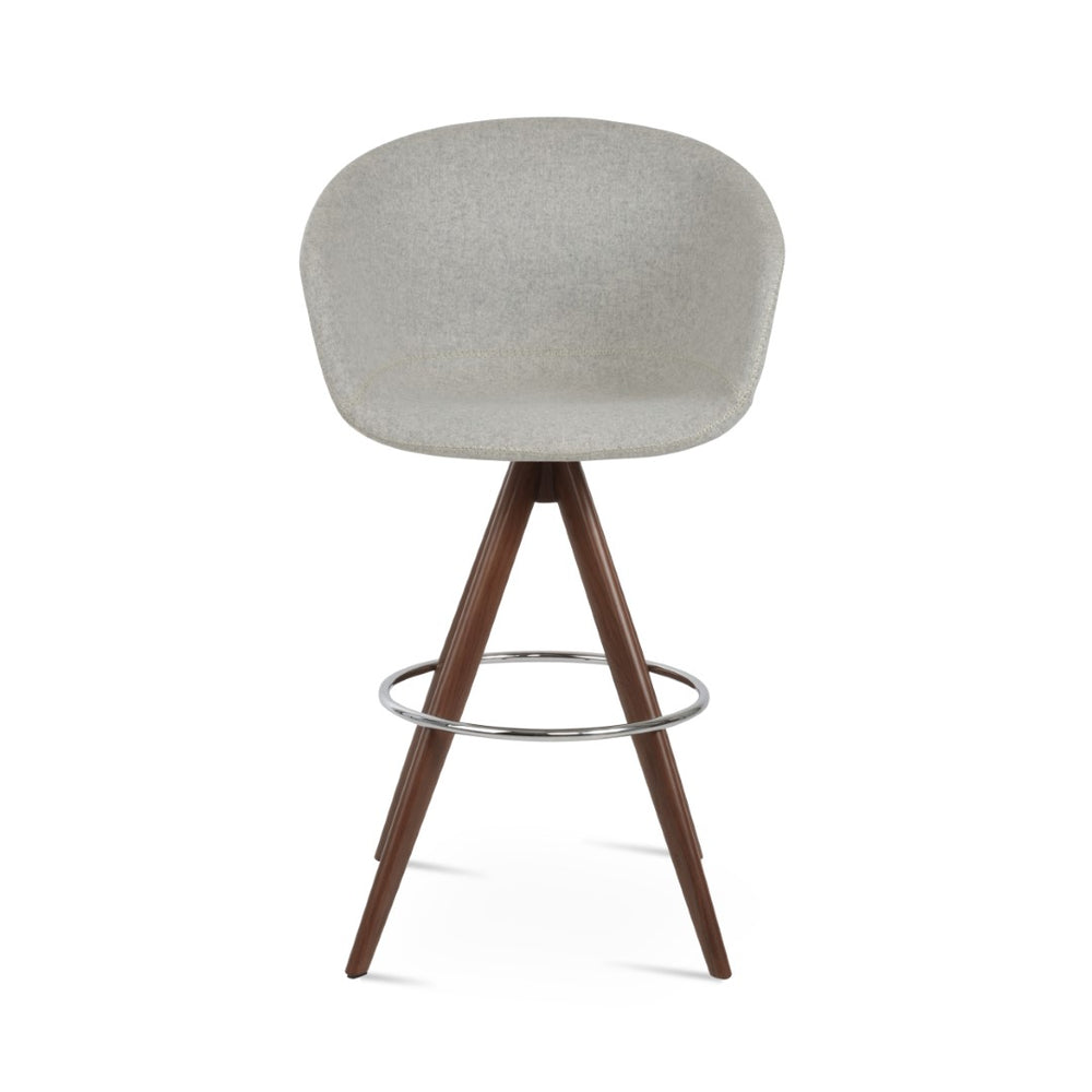 Soho Concept Tribeca Pyramid-mw Barstools - Stylish Wool Upholstered Seating With 10-year Guarantee & Comfort Walnut,Silver  Soho-concept-dining-chair-09997