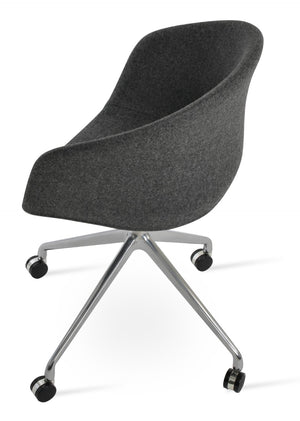 Soho Concept Tribeca Arm Spider Swivel Chair - Stylish Dining Chair In Black & White Boucle Wool Fabric, 10-year Guarantee Dark Grey  Soho-concept-dining-chair-06164