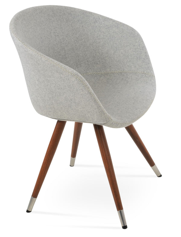 Soho Concept Tribeca Arm Star Dining Chair - Premium Camira Blazer Wool, Stylish Boucle Fabric, 10-year Guarantee Walnut,Silver  Soho-concept-dining-chair-06170