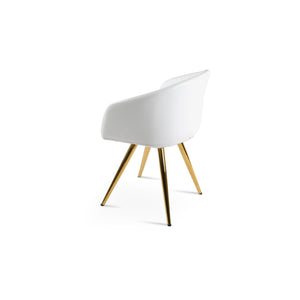 Soho Concept Tribeca 4 Star Armchair Swivel Chair - Premium Leatherette, Stylish Gold Finish, 2-year Guarantee Gold,White  Soho-concept-dining-chair-06167