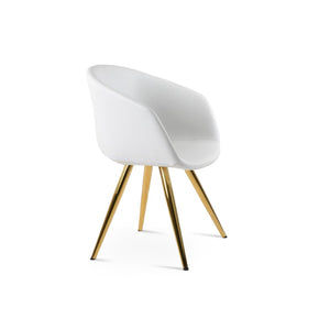 Soho Concept Tribeca 4 Star Armchair Swivel Chair - Premium Leatherette, Stylish Gold Finish, 2-year Guarantee Gold,White  Soho-concept-dining-chair-06167