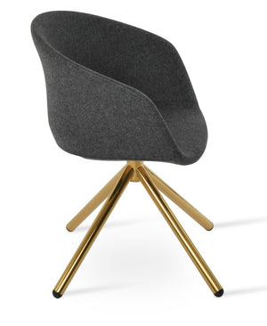 Soho Concept Tribeca Stick Swivel Armchair - Premium Camira Wool, Durable Steel Base, 10-year Guarantee & Style Gold,Dark Grey  Soho-concept-dining-chair-06182