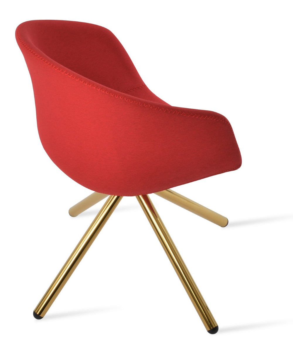 Soho Concept Tribeca Stick Swivel Armchair - Ergonomic Comfort, Stylish Camira Fabric & 10-year Guarantee Options Gold,Red  Soho-concept-dining-chair-06183